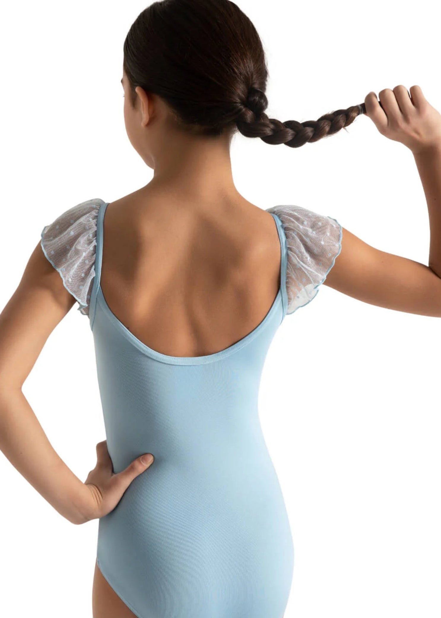 Flutter Sleeve Leotard Light Blue back view