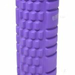 Superior Stretch foam fitness roller in Purple, front view showing 13-inch solid-core roller with dual-zone raised grid texture and hollow open-end design