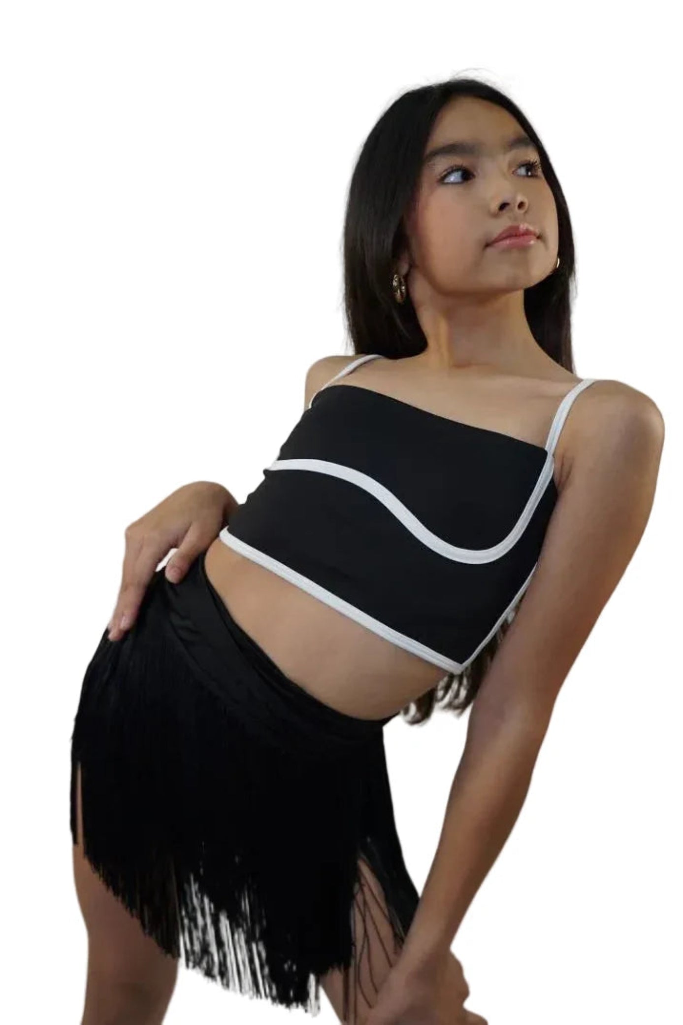 Fringe Ballroom Skort Black front view