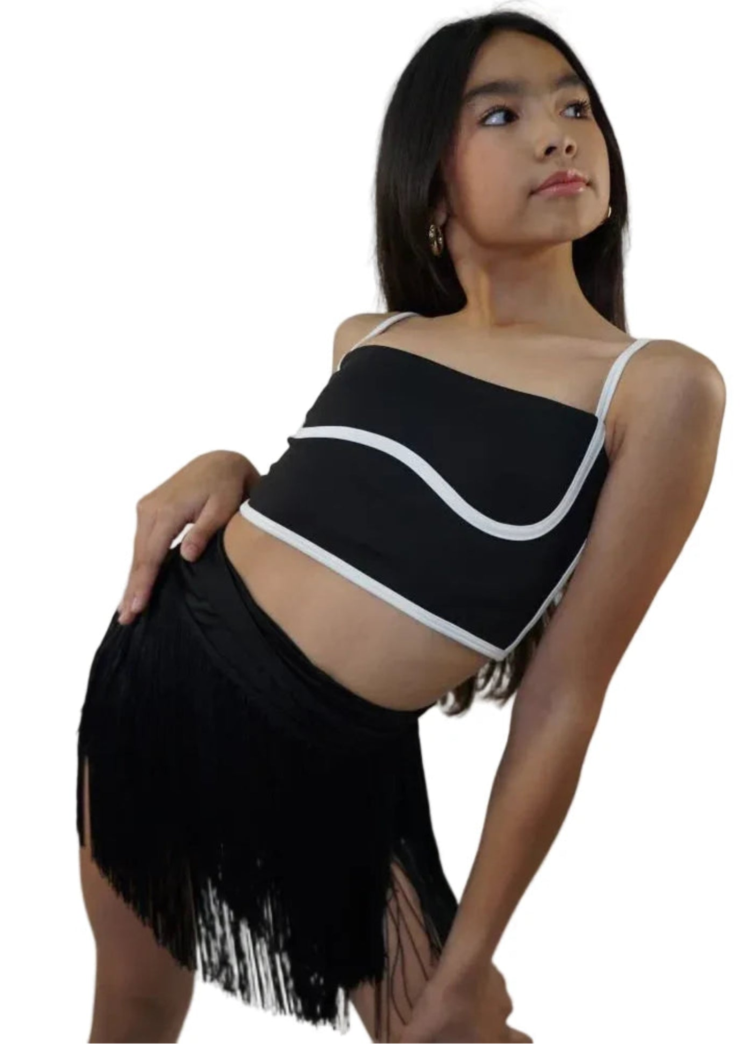Fringe Ballroom Skort Black front view