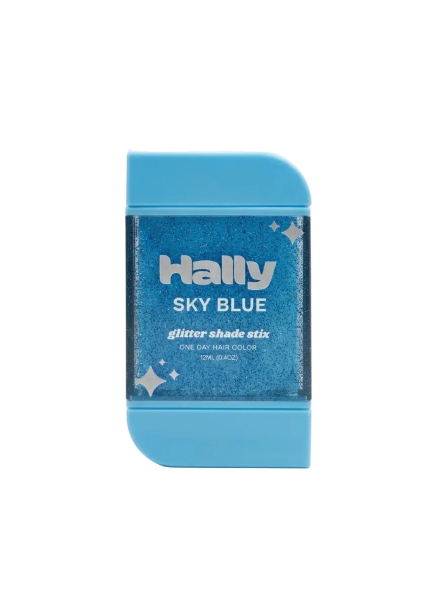 Hally Hair Glitter Hair Shade Stix in Blue, front view showing glitter formula in capped container