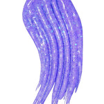 Hally Hair Glitter Hair Shade Stix in Lavender, detail view showing glitter flakes in a color swatch