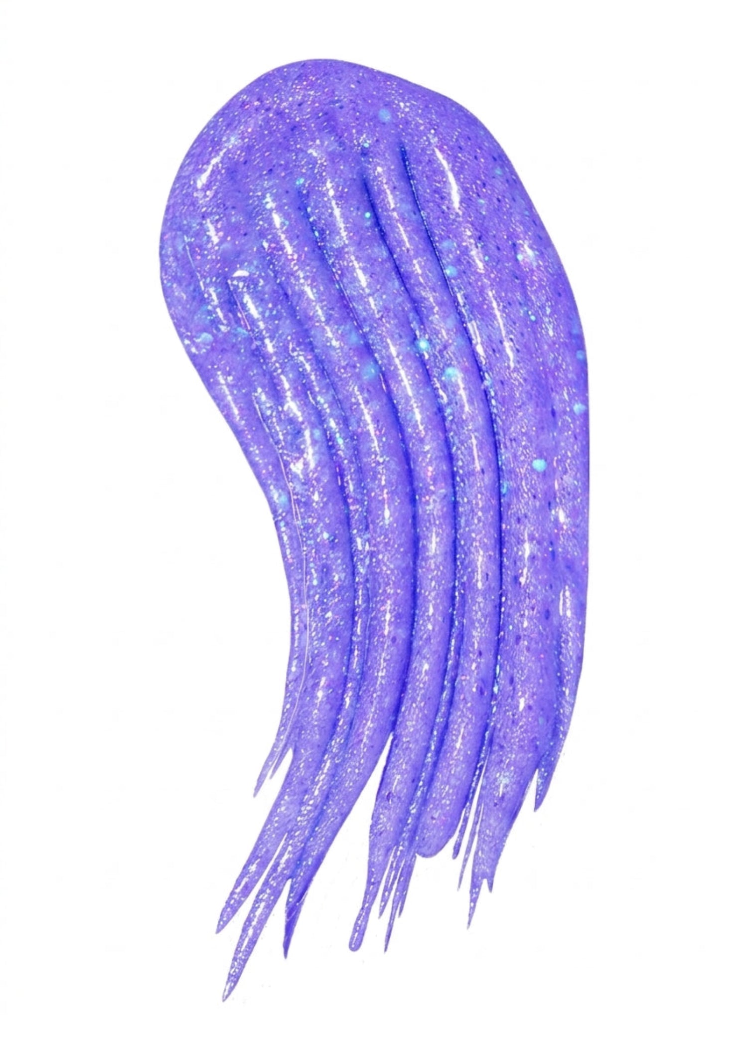 Hally Hair Glitter Hair Shade Stix in Lavender, detail view showing glitter flakes in a color swatch