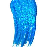 Hally Hair Glitter Hair Shade Stix in Blue, detail view showing glitter flakes in a color swatch