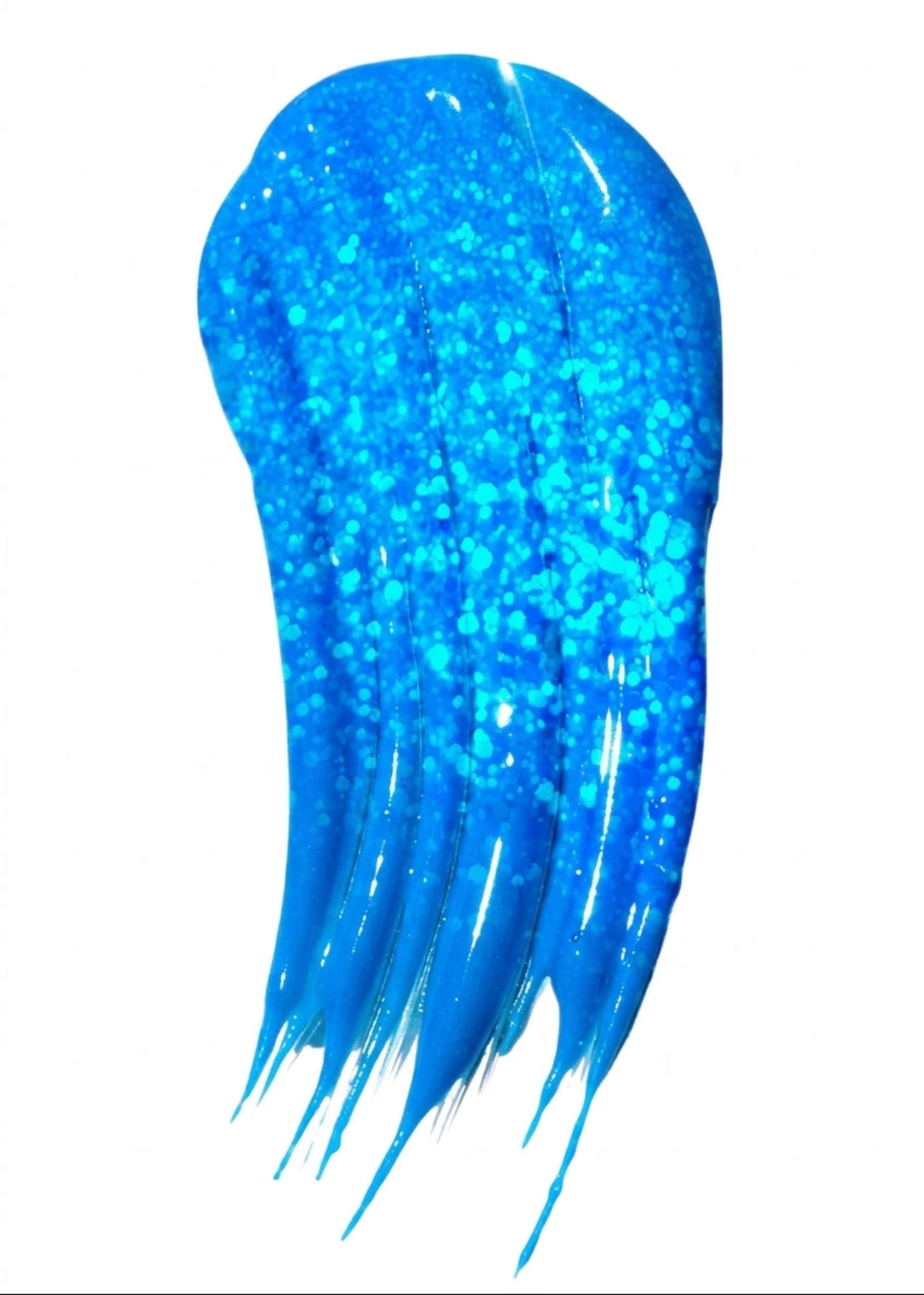 Hally Hair Glitter Hair Shade Stix in Blue, detail view showing glitter flakes in a color swatch