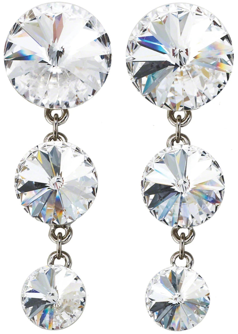 Graduated Drop Earrings (Crystal) front view