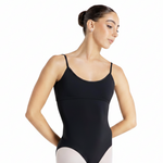 Twist Back Cami Leotard Black front view