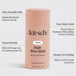 Kitsch Hair Wax Stick in Beige, detail view showing wax tip and twist-up applicator construction