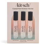 Kitsch Hair Perfume Trio, packaging view showing three glass roller bottles with retail box