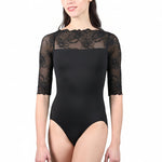 Half Sleeve Leotard Black front view