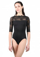 Half Sleeve Leotard Black front view