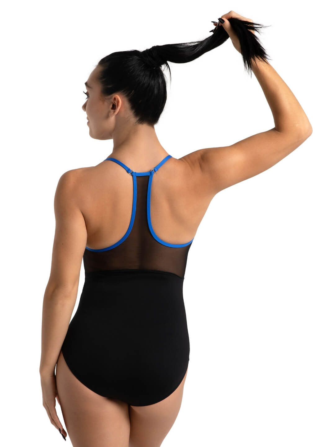 Halter Leotard Black Royal back view