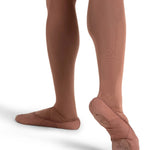 Capezio Hanami Canvas Ballet Shoe in Mocha, side view showing lateral canvas upper and suede outsole