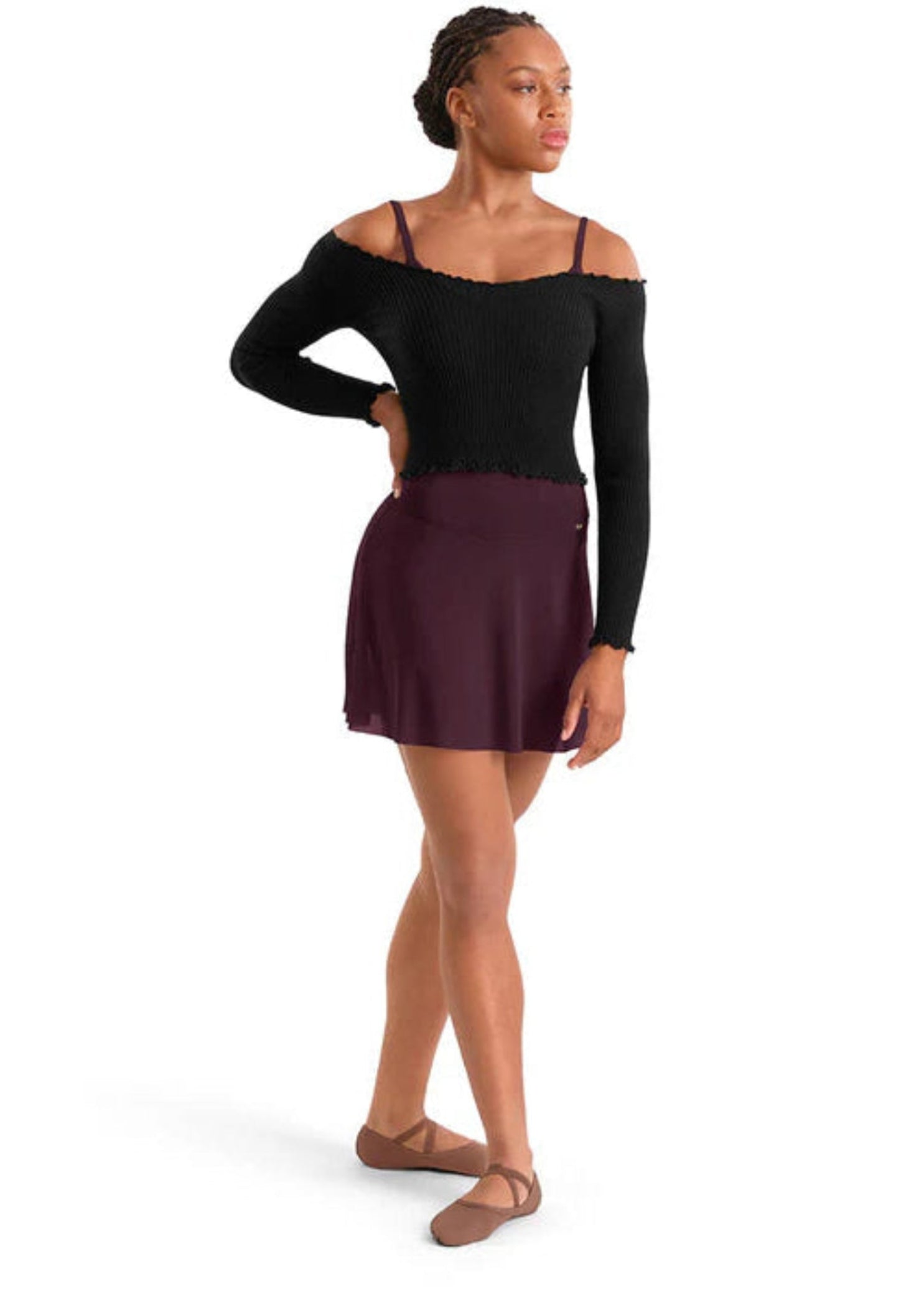 High-Low Skirt Merlot front view