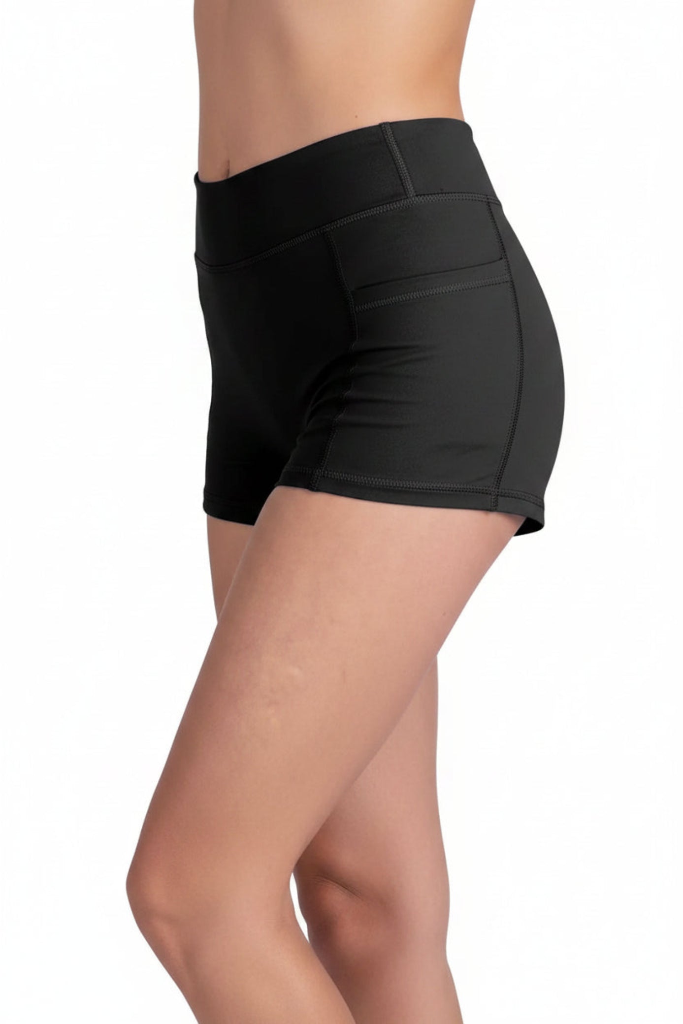 High Waist Short Black front view
