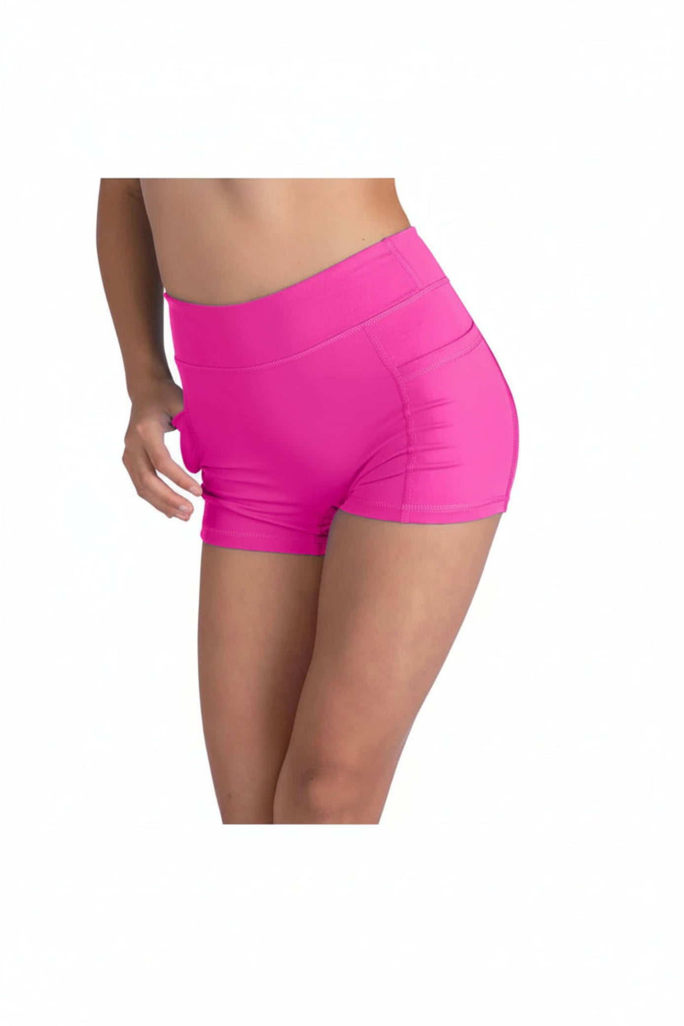 High Waist Short Neon Pink front view
