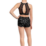 High Neck Crop Top Black back view