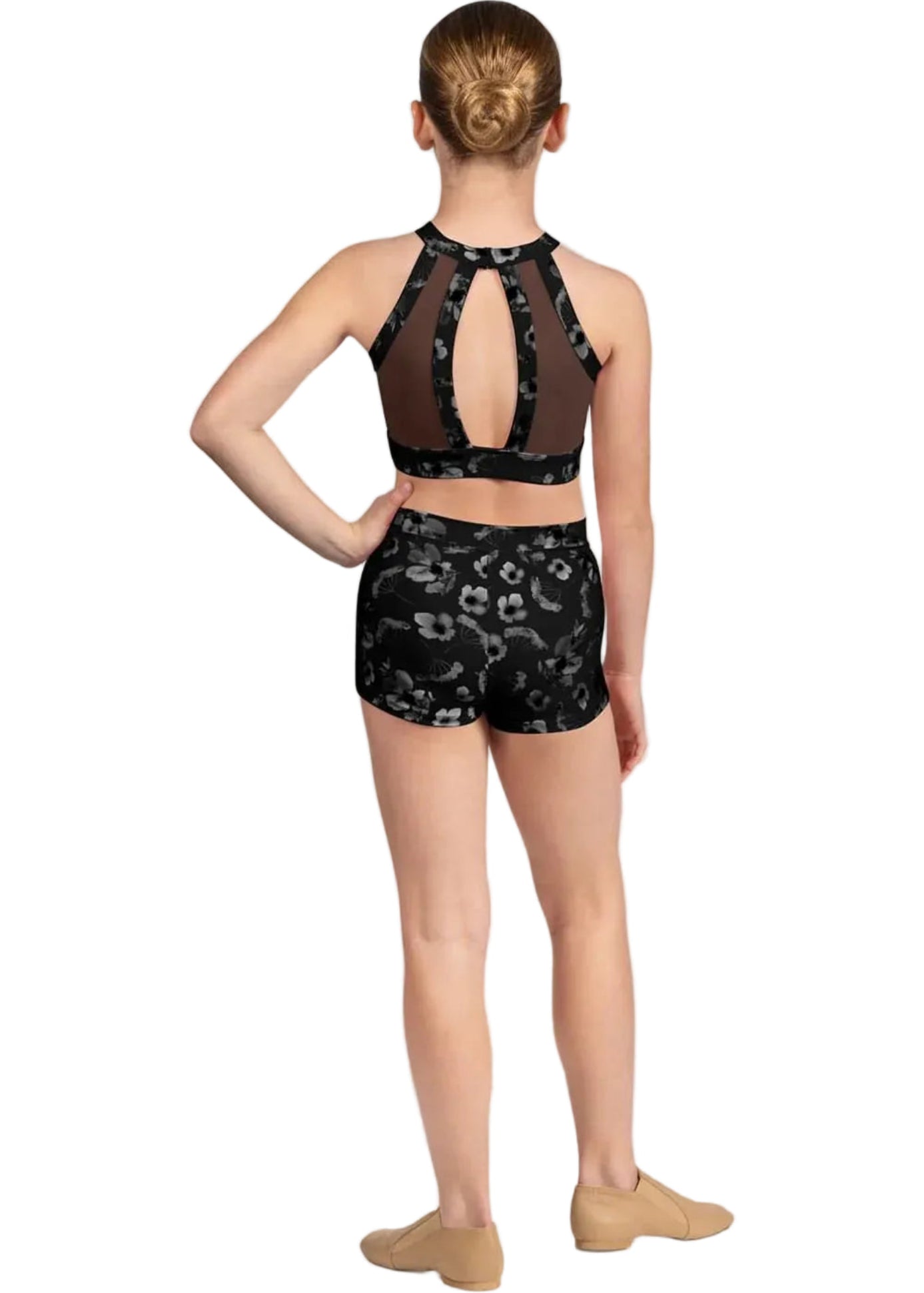 High Neck Crop Top Black back view