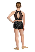 High Neck Crop Top Black back view