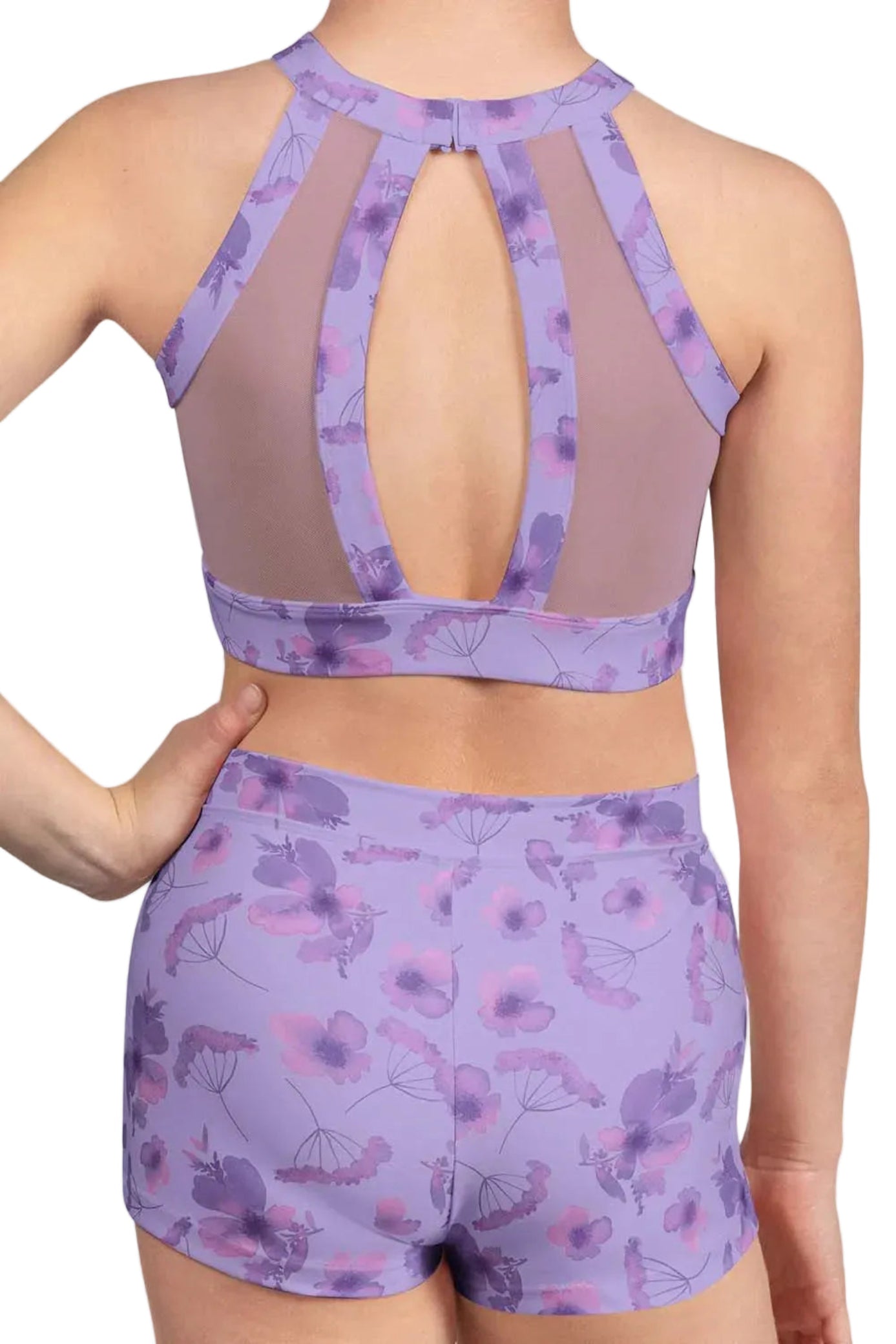 High Neck Crop Top Lilac close-up back view