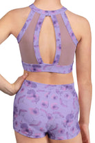 High Neck Crop Top Lilac close-up back view