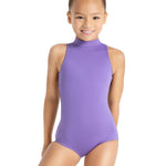 High Neck Mesh Back Leotard Amethyst front view