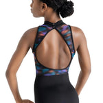High Neck Mesh Back Leotard Black back view