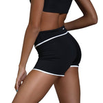 Tiger Friday Horizon Shorty in 8 Ball, side view showing high-waisted fit and contrast piping