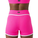 Tiger Friday Horizon Ribbed Shorty in Malibu, back view of ribbed shorts with contrast piping