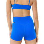 Tiger Friday Hot Cross Shorty in Capri, back view showing capri-length dance shorts with crossover waistband