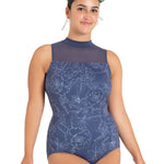 Hyacinth Leotard Outline Floral Blue front view