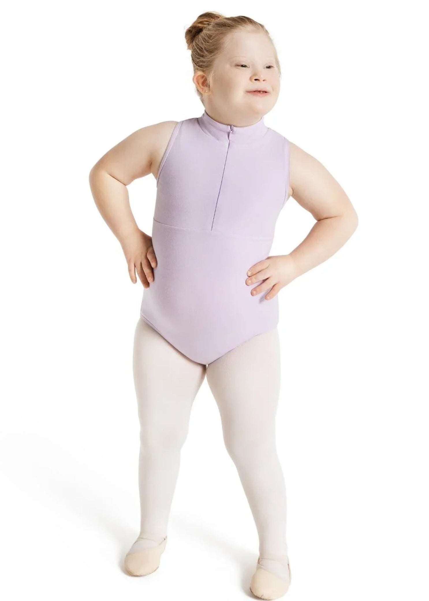Zip Front Leotard Lavender front view