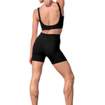 Bloch Jessica High Waist Short in Black, back view showing polyester-elastane fabric and fitted 5-inch legs