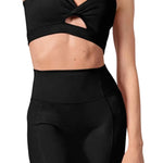 Bloch Jessica High Waist Short in Black, detail view showing wide waistband and contoured polyester-elastane fabric