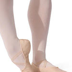 Capezio Juliet Leather Ballet Shoe in Light Pink, side view showing leather upper and fitted silhouette