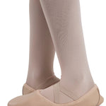 Capezio Juliet Leather Ballet Shoe in Light Pink, medial side view showing leather upper with fitted silhouette