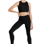 Kya Zip Front Crop Top Black front view