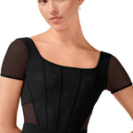 Cap Sleeve Leotard Black detail view