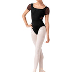 Cap Sleeve Leotard Black front view