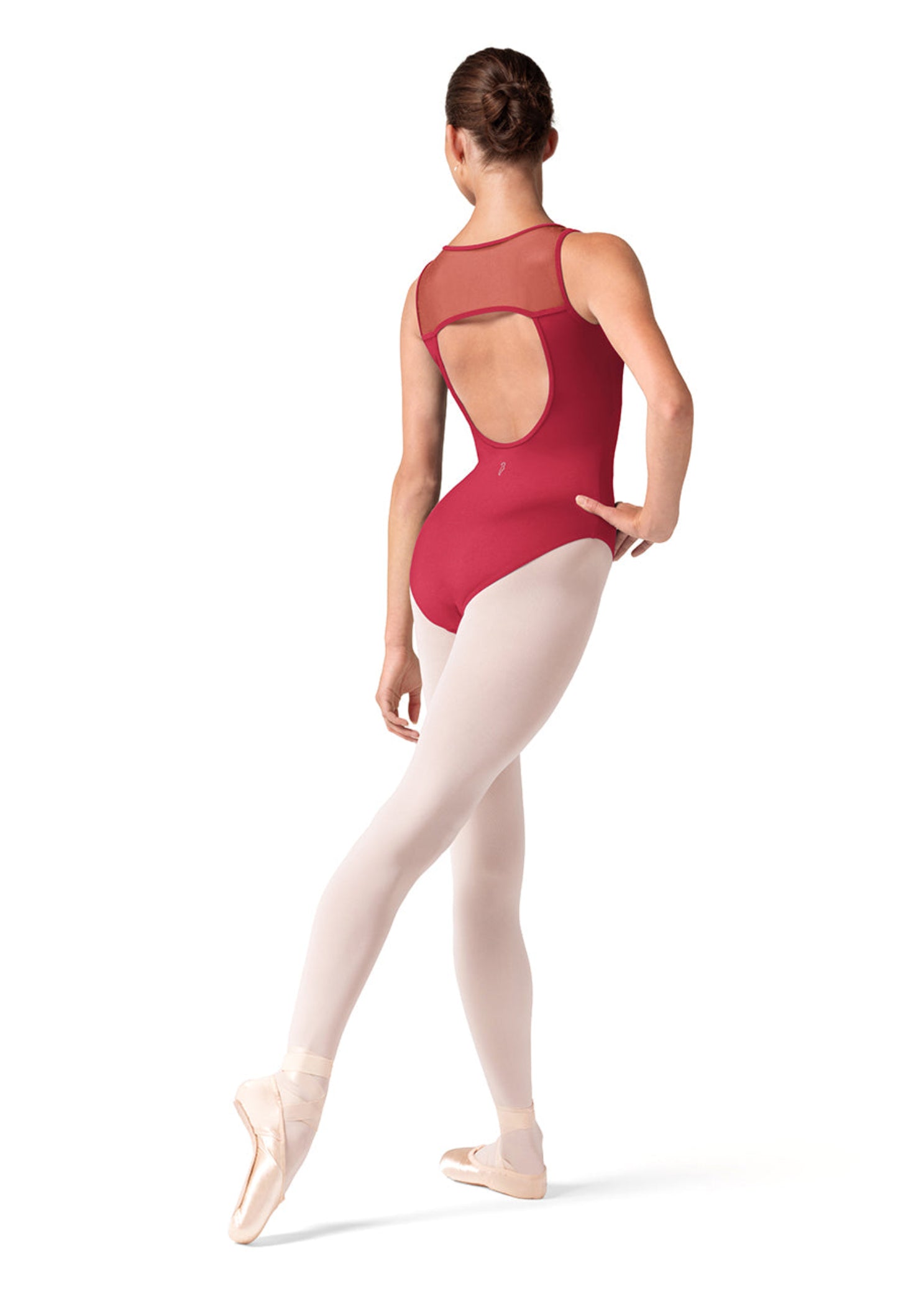 Square Neck Leotard Cherry Red back view