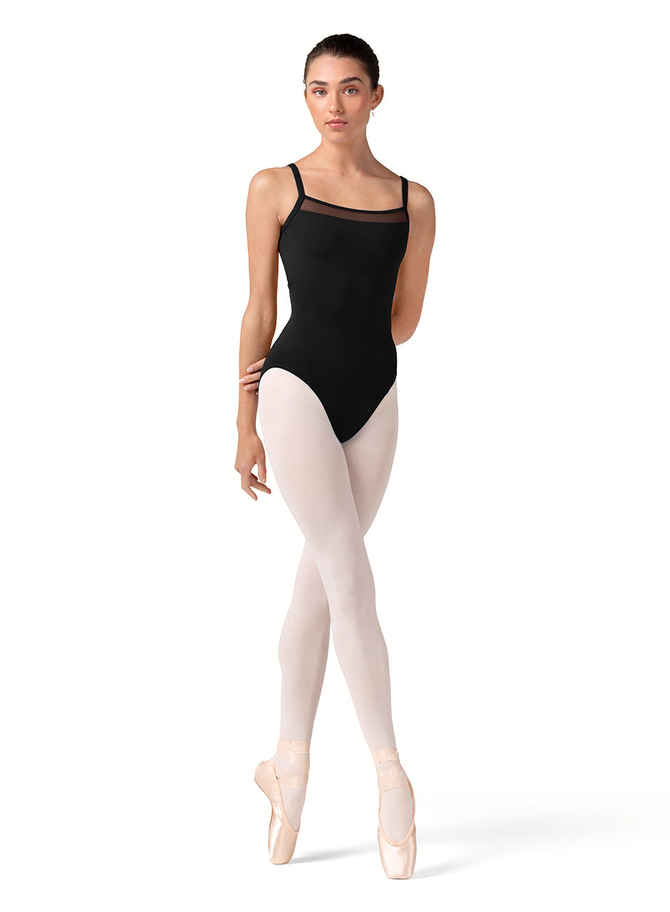 Mesh Camisole Leotard Black front view