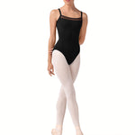 Mesh Camisole Leotard Black front view