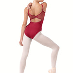 Mesh Camisole Leotard Cherry Red back view