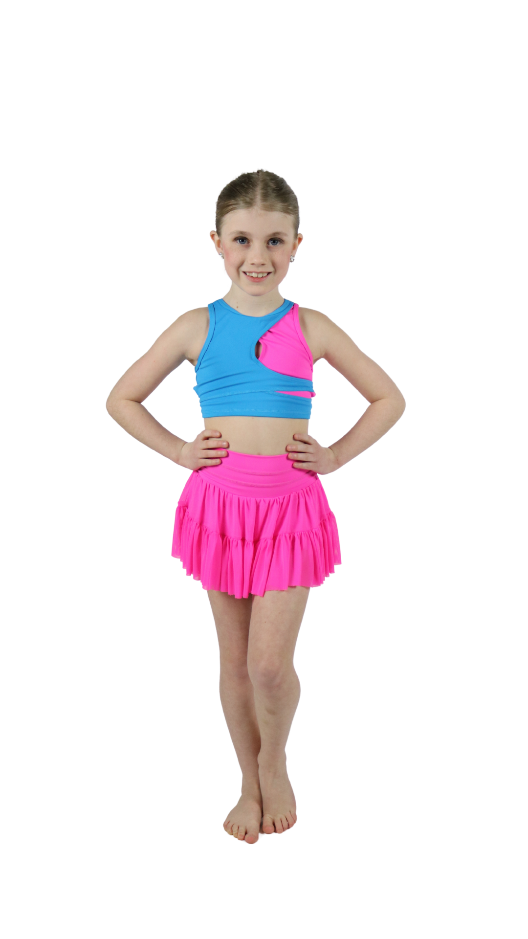 Lulu Top Caribbean Pop/Neon Pink front view