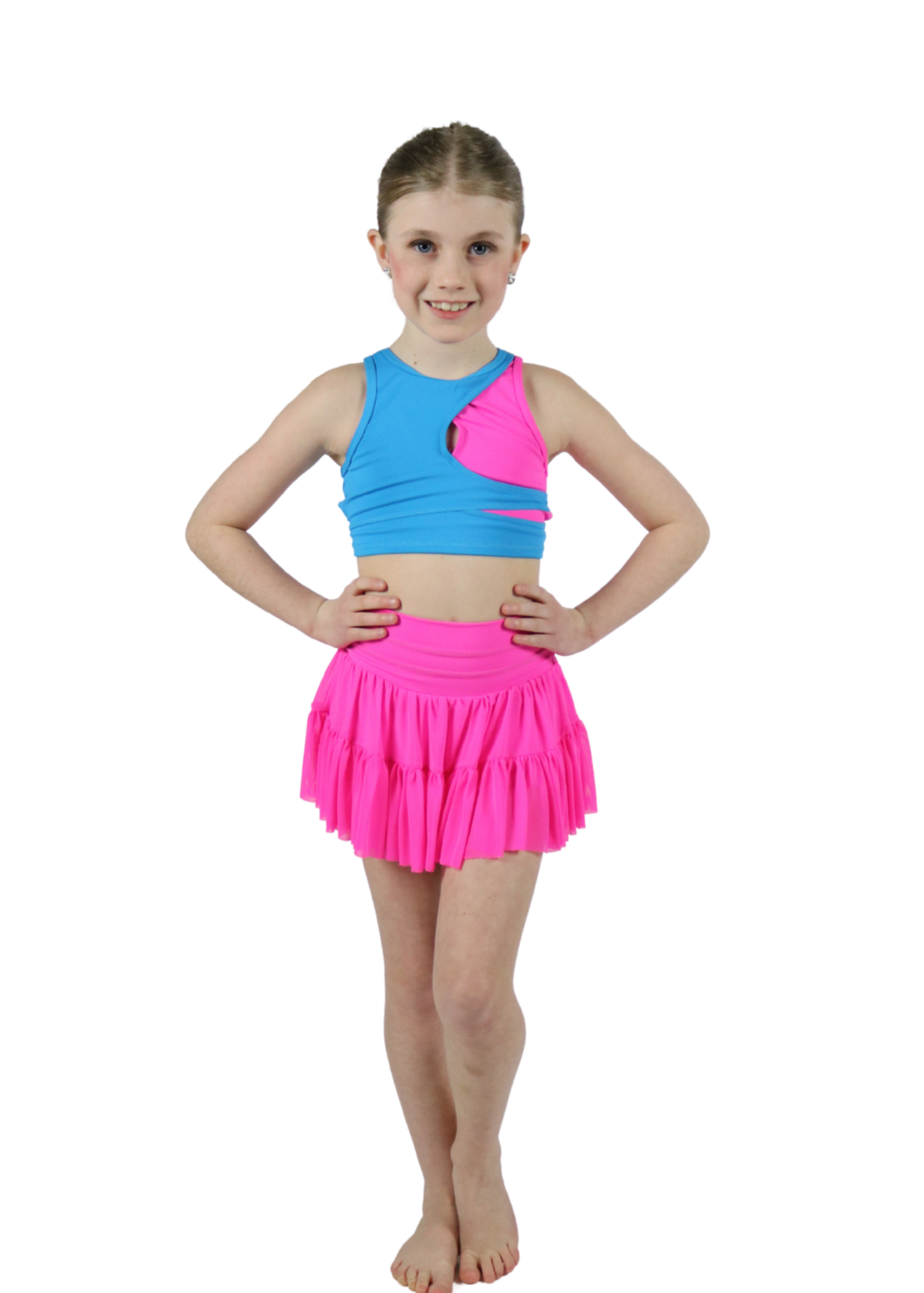 Lulu Top Caribbean Pop/Neon Pink front view