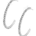 Large Hoop Rhinestone Earrings Crystal Post front view