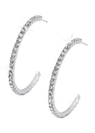 Large Hoop Rhinestone Earrings Crystal Post front view