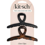 Kitsch Large Loop Claw Clips 2-pack, packaging view showing retail card with matte black and tortoise clips