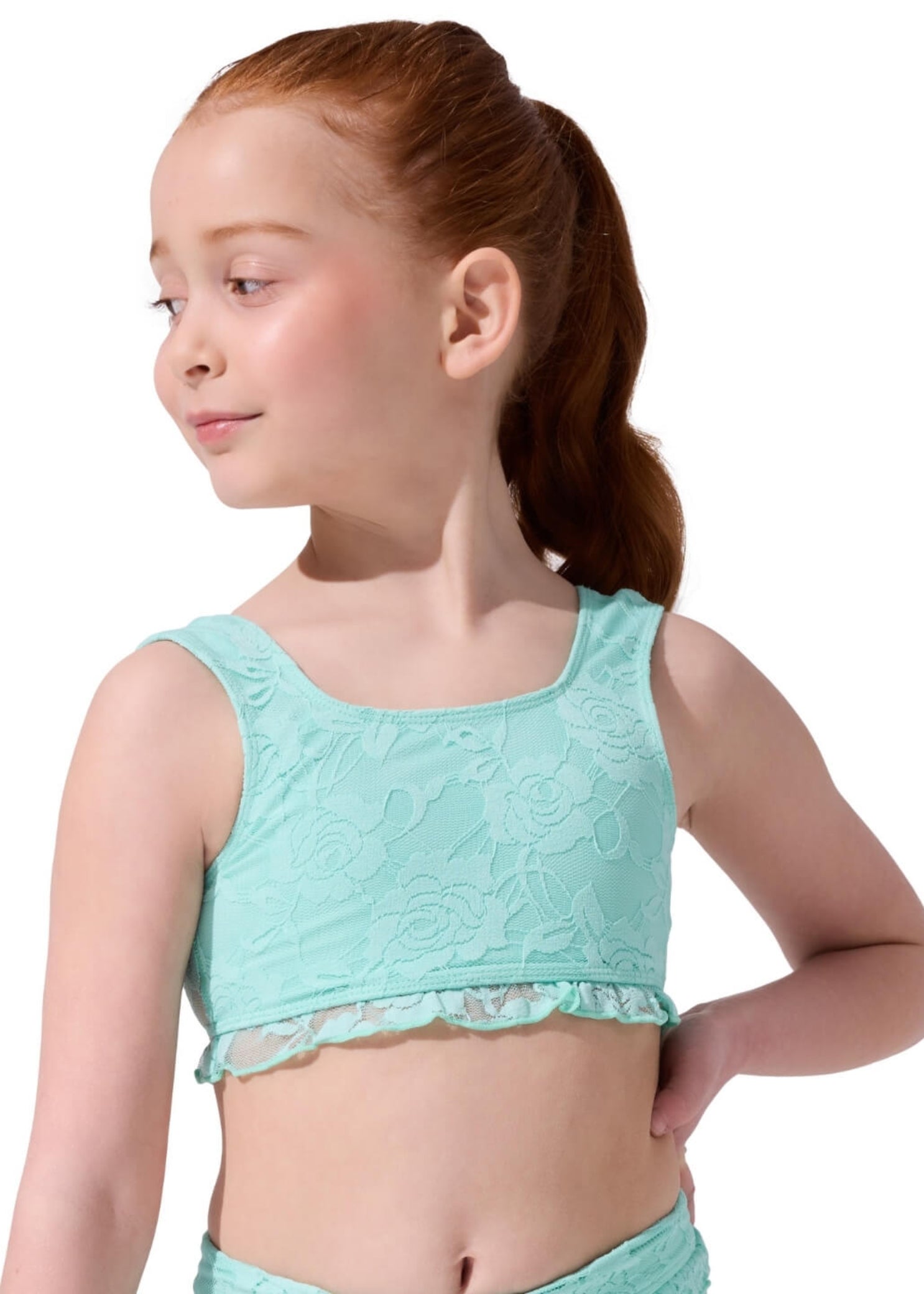Love Lace Top Mint Green front view 