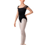 Cap Sleeve Leotard Black front view